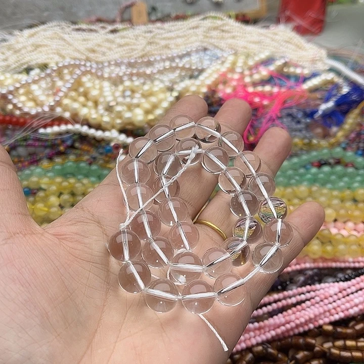 玛瑙/玉髓珠宝半成品未镶嵌一条12mm净体白水晶
