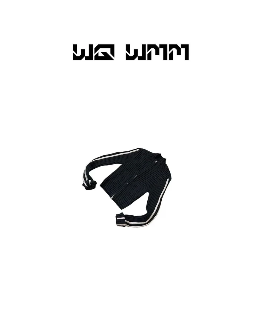【WQWMM】小众设计秋冬气质双拉链显瘦杠条时尚毛衣开衫25A90238