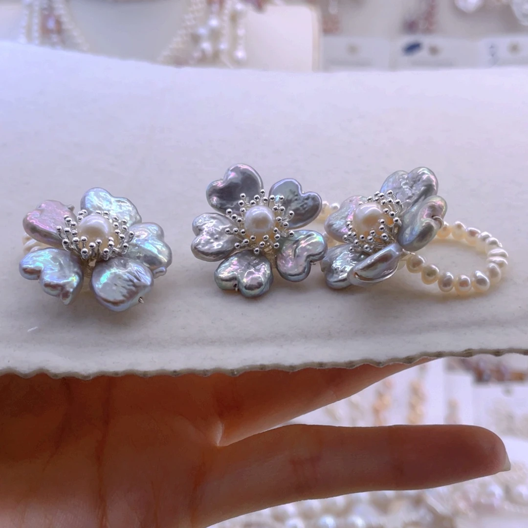 未镶嵌耳饰淡水珍珠戒指