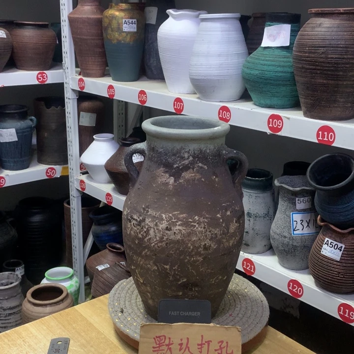 【闪购商品】红陶粗糙盆默认打孔高30口12