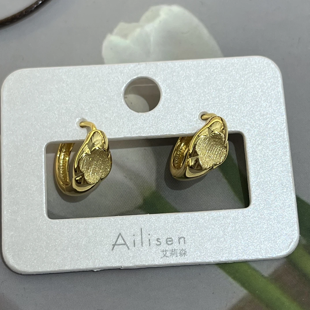 非金属亚克力耳饰 N218金色花花小耳扣