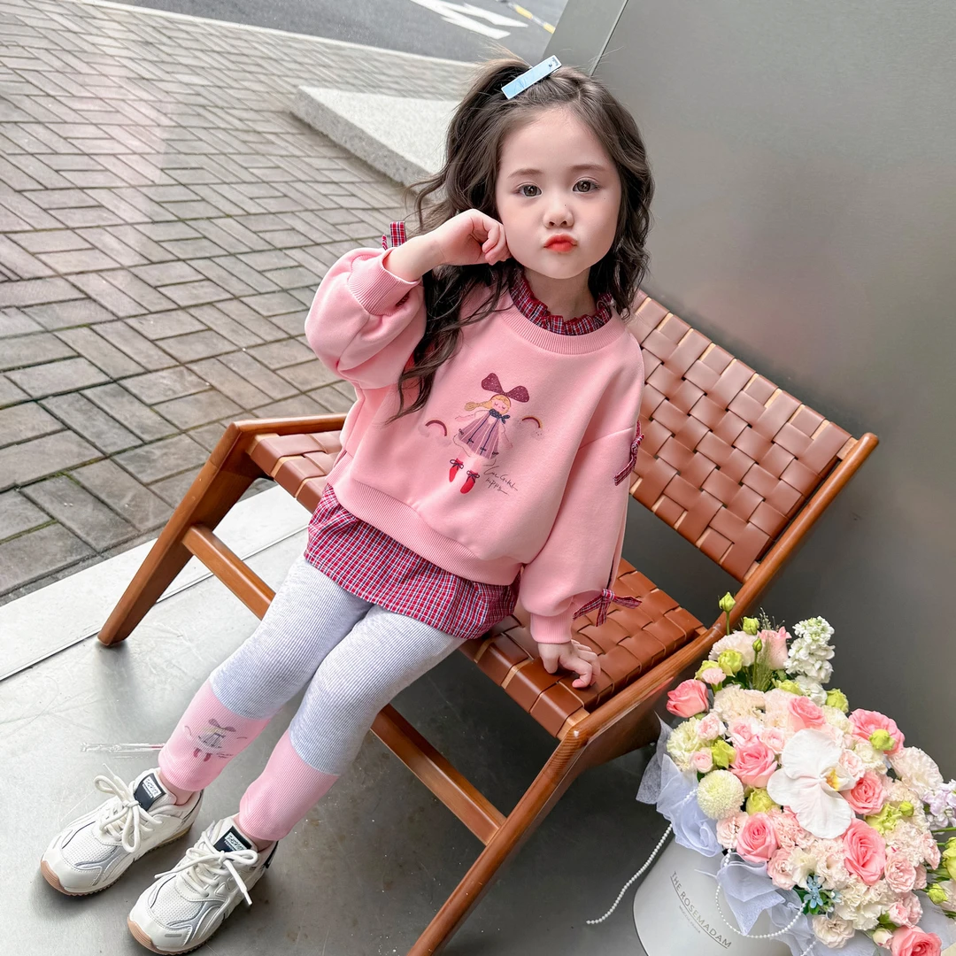 女童套装秋装2025新款洋气儿童春秋百搭宝宝打底裤两件套网红秋季