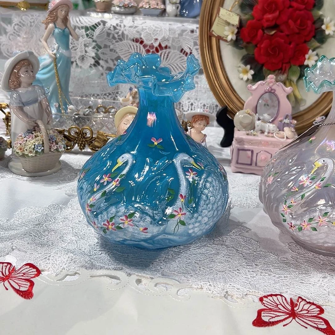 陶瓷0127福利蓝色天鹅花瓶