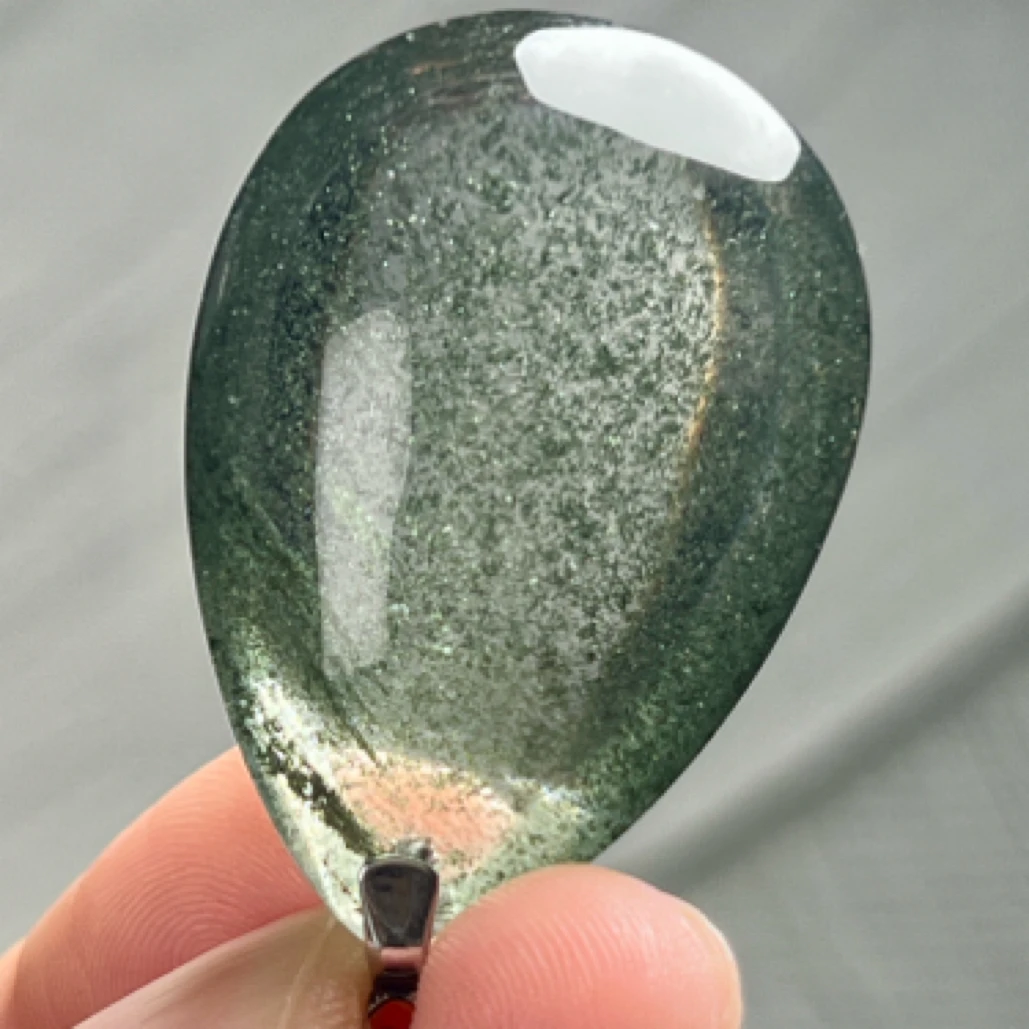 吊坠925银 天然幽灵吊坠925银配黑挂绳