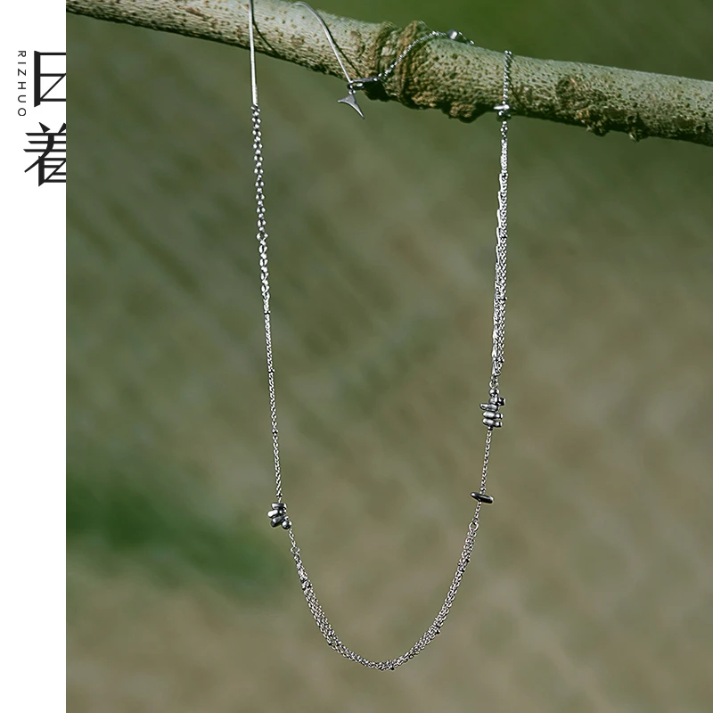 合金项链 日着原创2025年新款925银流苏碎银项链游侠链RD1298P3