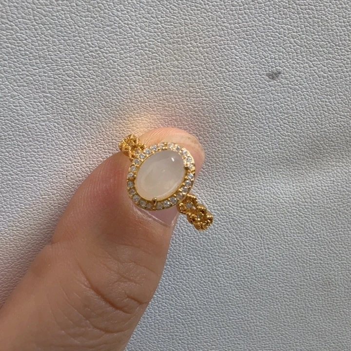 银S925镀金镶嵌戒指和田玉
