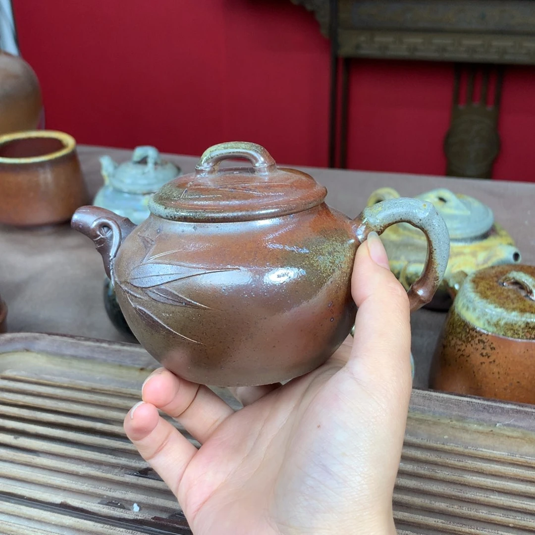 紫砂柴烧壶纯自然柴烧紫砂