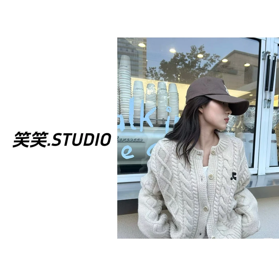 笑笑-【麻花开衫】原汁原味韩国单！祝绪丹同款学院风麻花慵懒毛衣