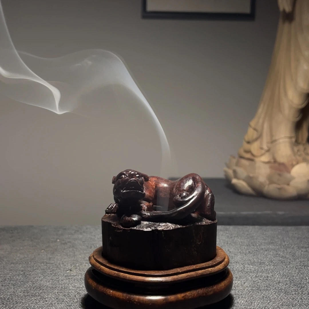 木独***七紫檀赤龙香炉工艺品