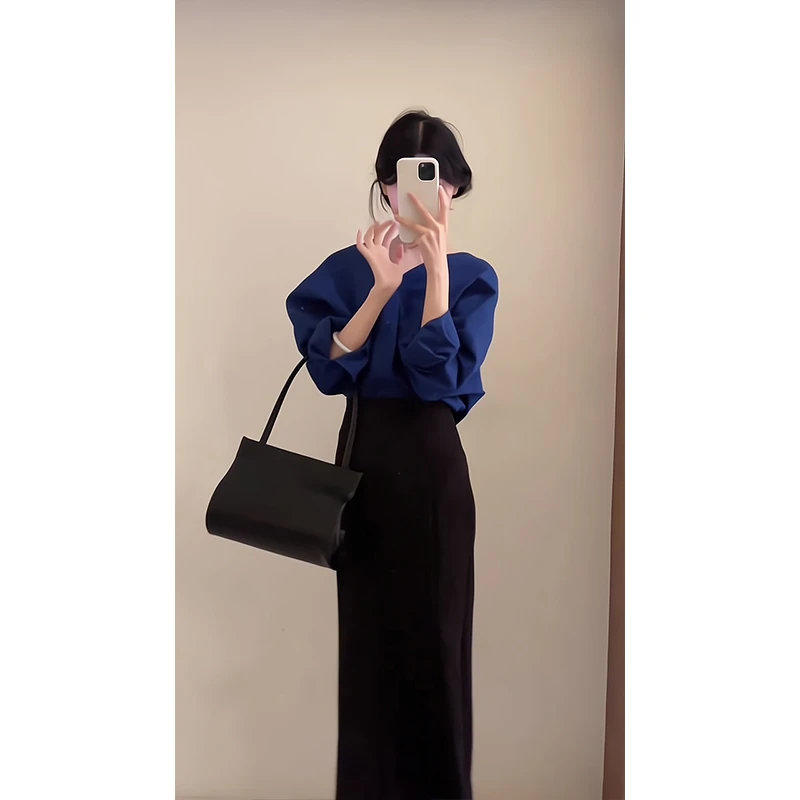 2025新款女士早春季盐系轻熟高级感宽松衬衫上衣高腰显瘦半身裙