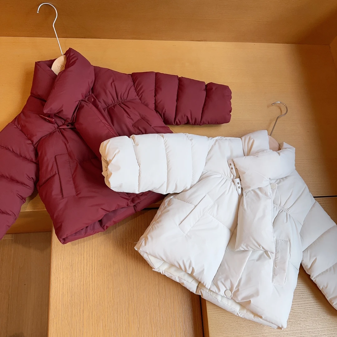 HHkids女童棉服2024冬儿童加厚上衣面包服红色短款棉袄外套HMF550