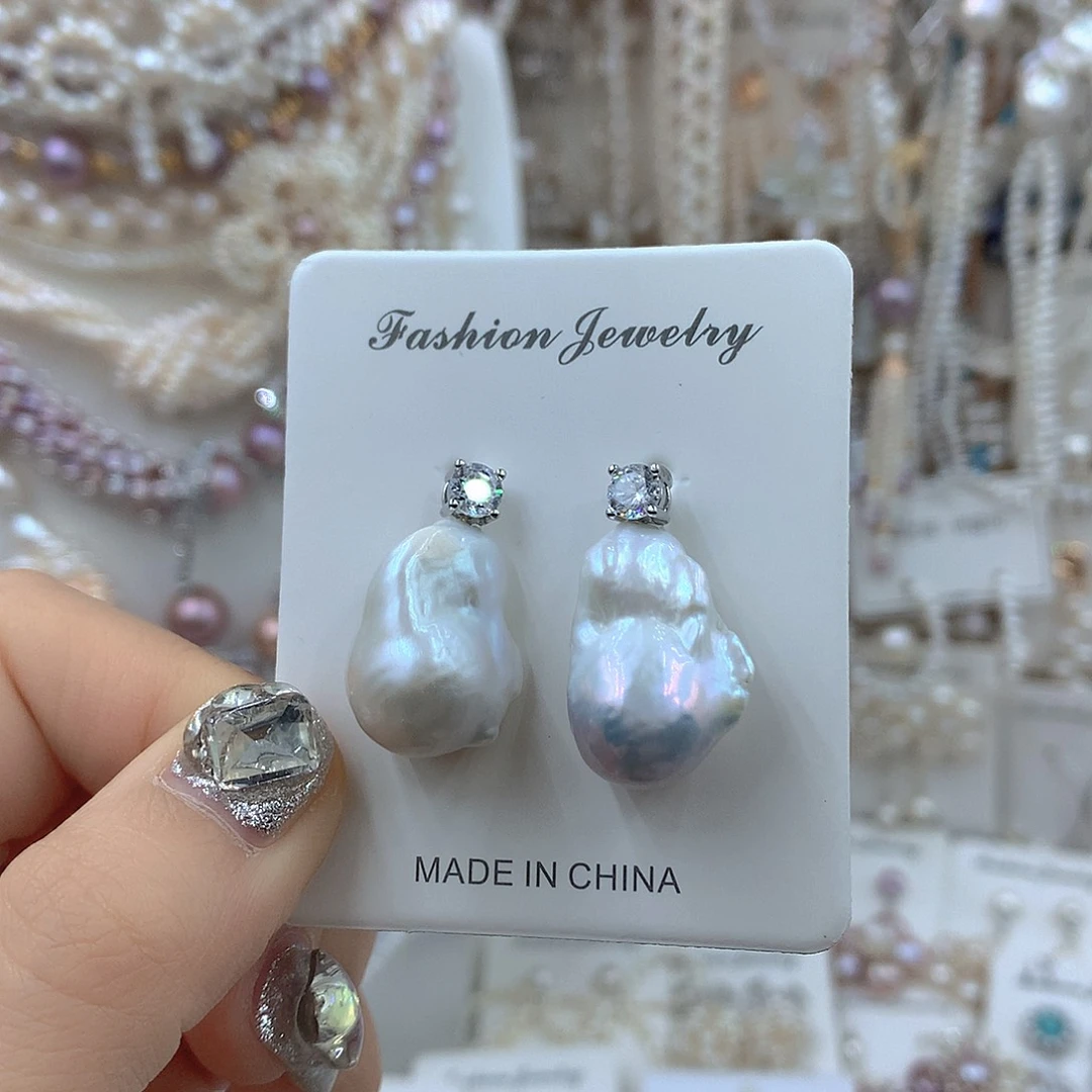 淡水珍珠耳饰银S925镶嵌