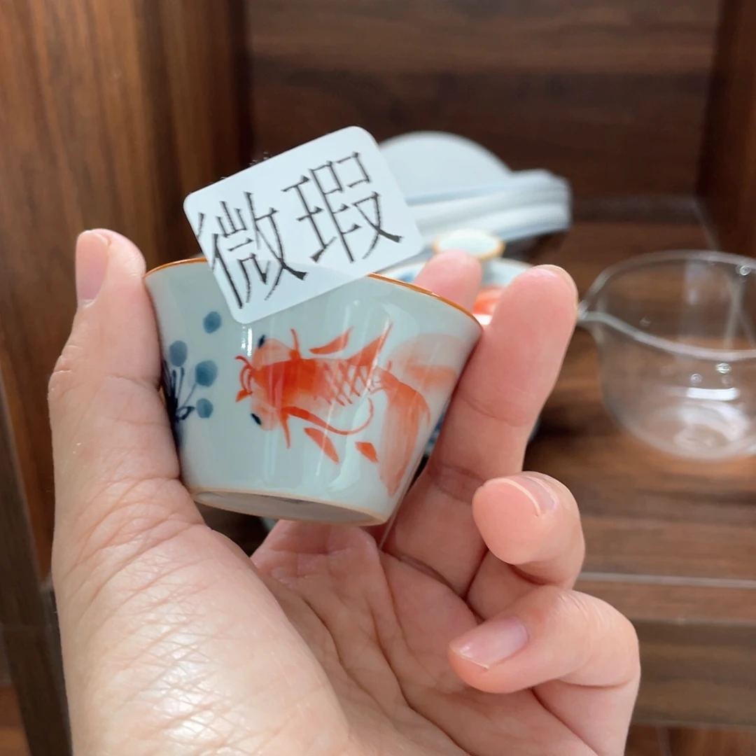 釉下手绘茶具微瑕