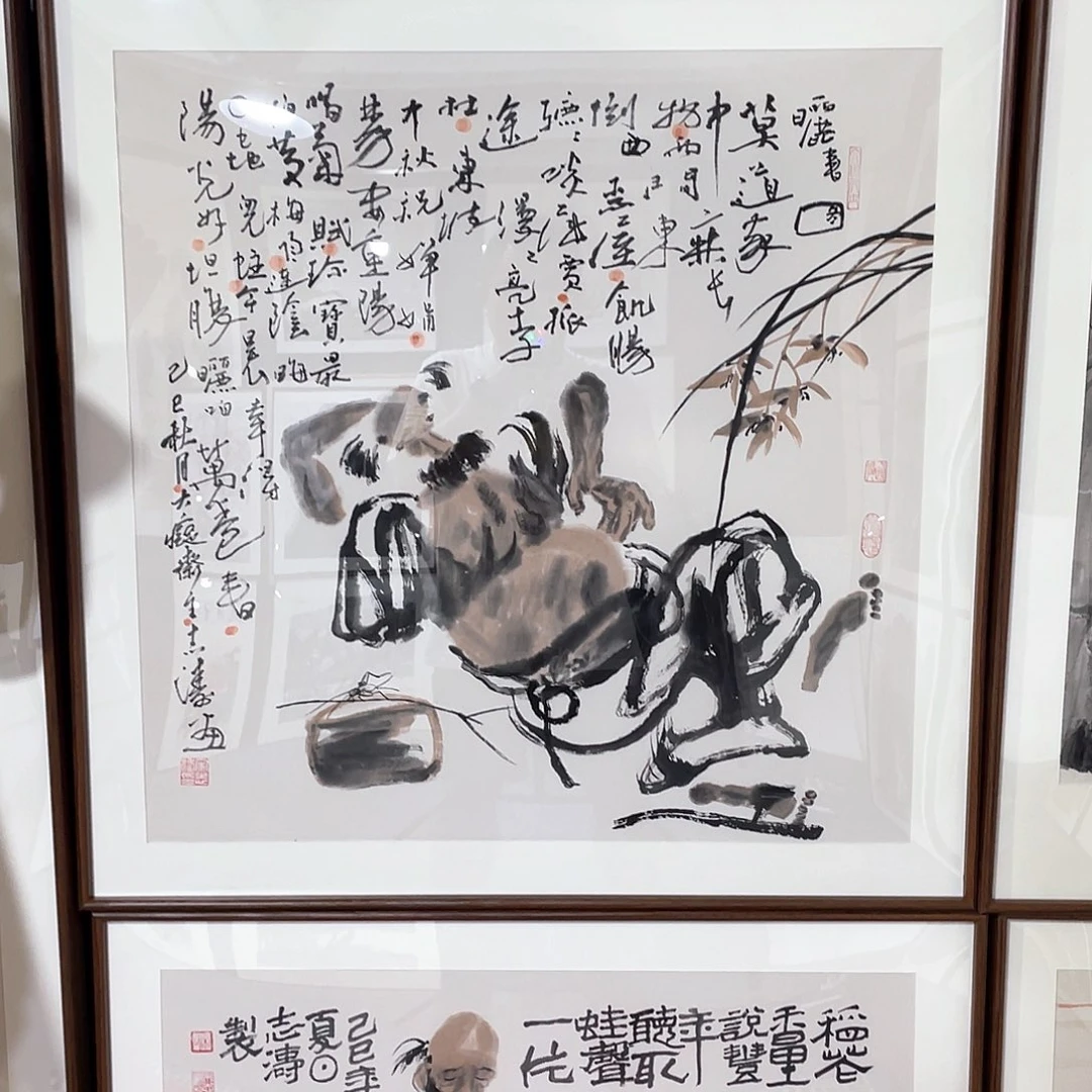 国画手绘画作品带框80/80