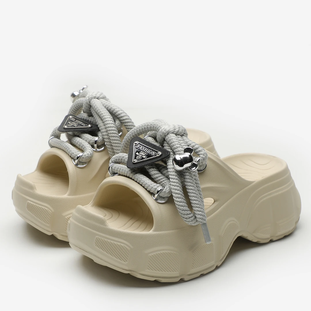 厚底注压鞋百搭增高一字型防滑一字拖凉鞋外穿高跟女鞋夏季沙滩鞋