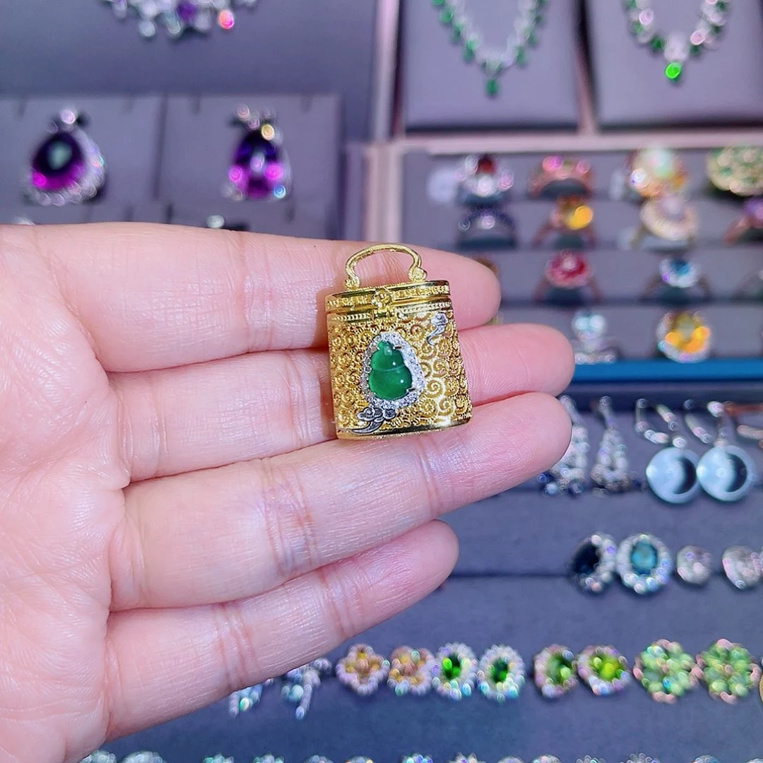 吊坠(赠链)银S925镶嵌翡翠