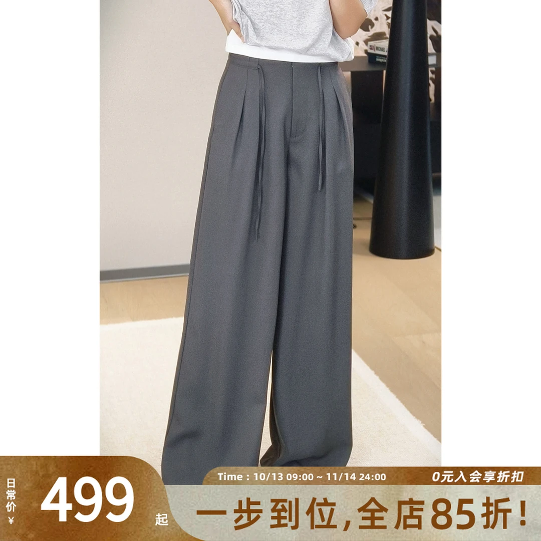 A美洋MEIYANG 墨尔本西裤 【老钱风】褶腰绳直筒【小70】-周一