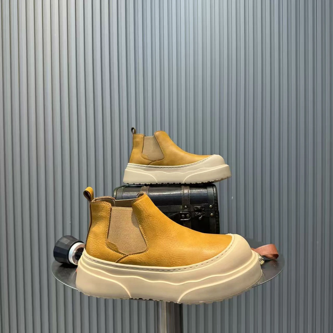 潮流厚底休闲风一脚蹬韩版男鞋素面耐磨时尚休闲鞋男士休闲鞋