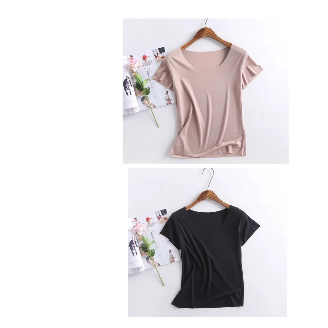 莫代尔女薄款圆领时尚百搭短袖