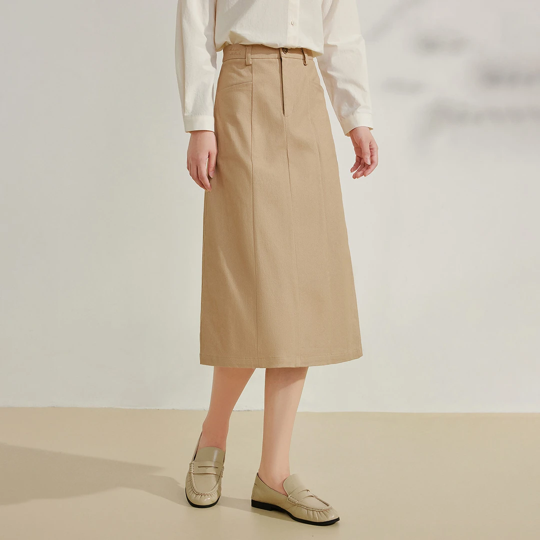 【欧若风新品】茵曼冬季设计感弧线分割牛仔阔腿裤高腰宽松百搭长裤