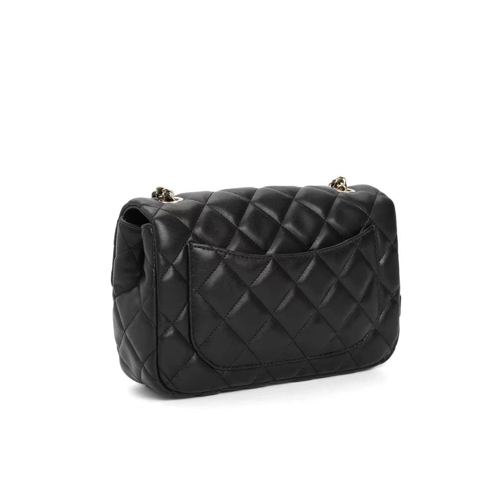 轻奢豪华时尚潮流女士小众斜挎包黑色/白色菱格小金球