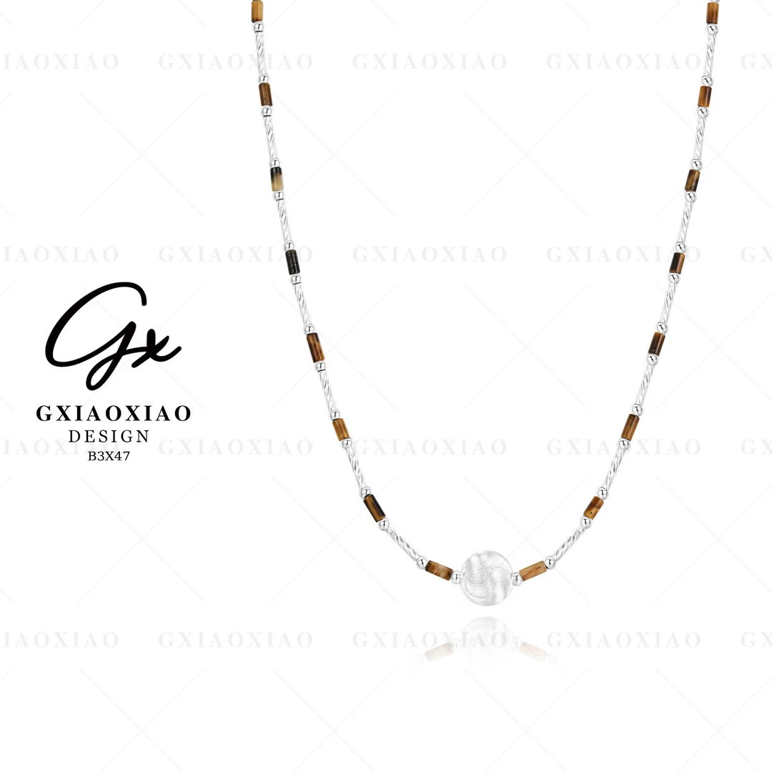 G XIAOXIAO 镀K金 气质精致高级感美拉德色锁骨项链 B3X47