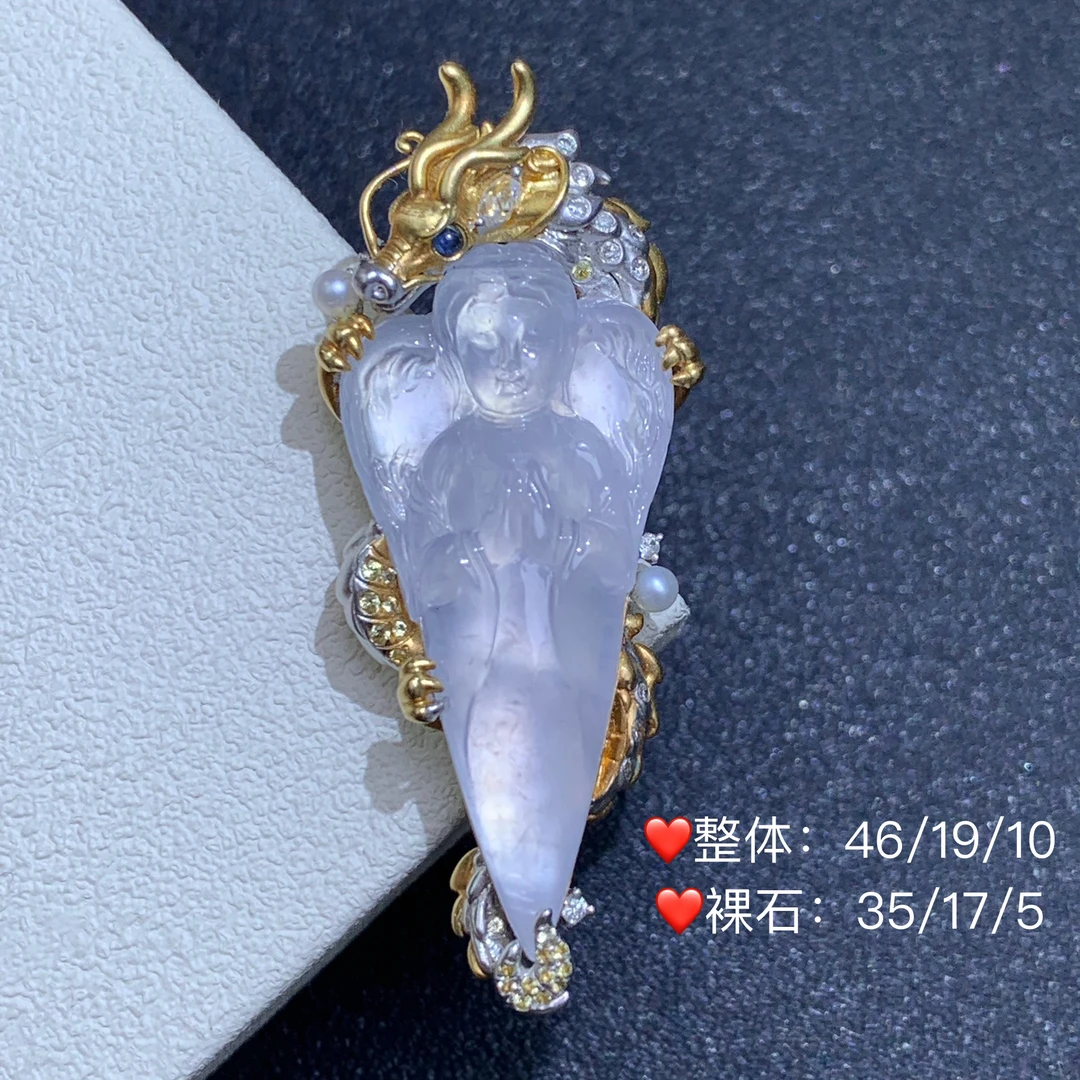 新品推荐·18K金高冰种天使设计款翡翠玉石缅A吊坠时尚百搭气质