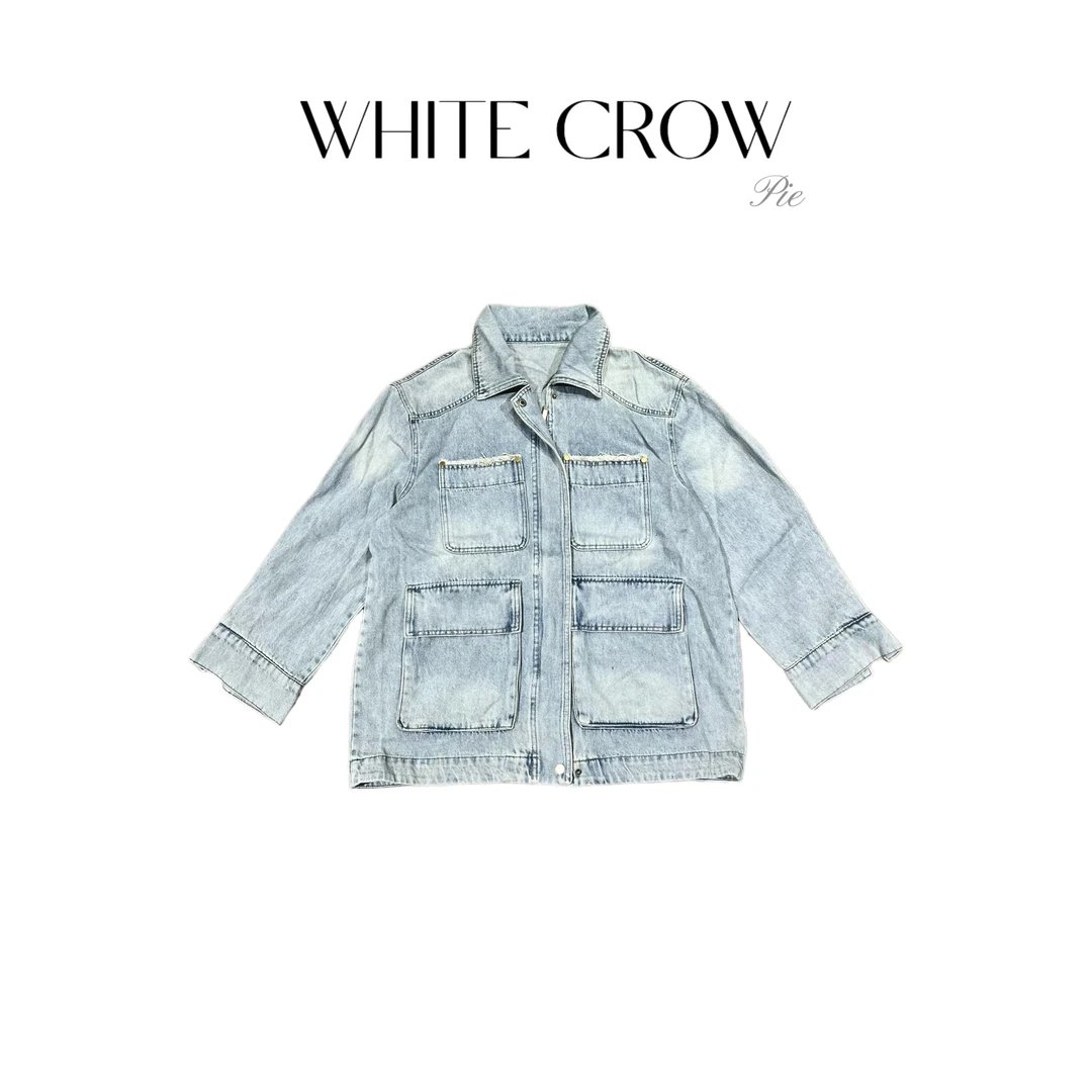 白乌鸦【口袋磨破】牛仔外套55273
