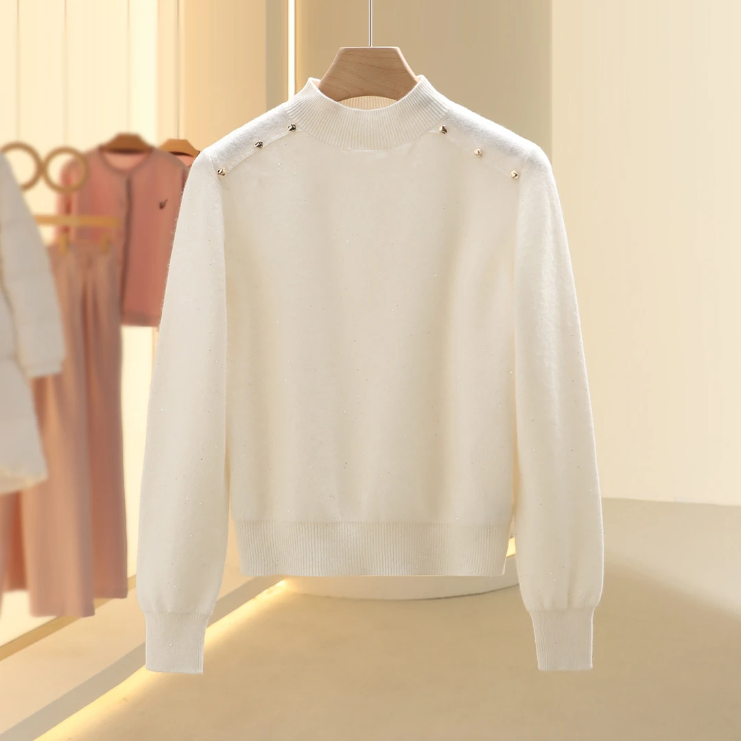 【香】绵羊毛珠片气质洋气休闲毛衣2025冬季新款七号铺撤柜女装