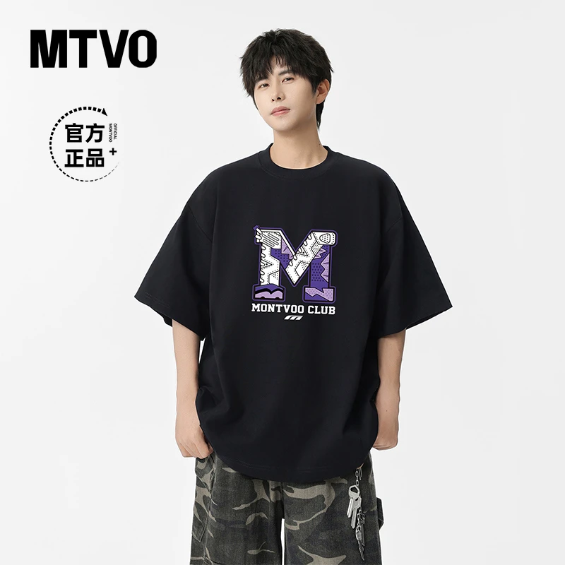 MTVO迈特优夏季纯棉美式圆领短袖T恤男休闲宽松潮流高街半袖 306
