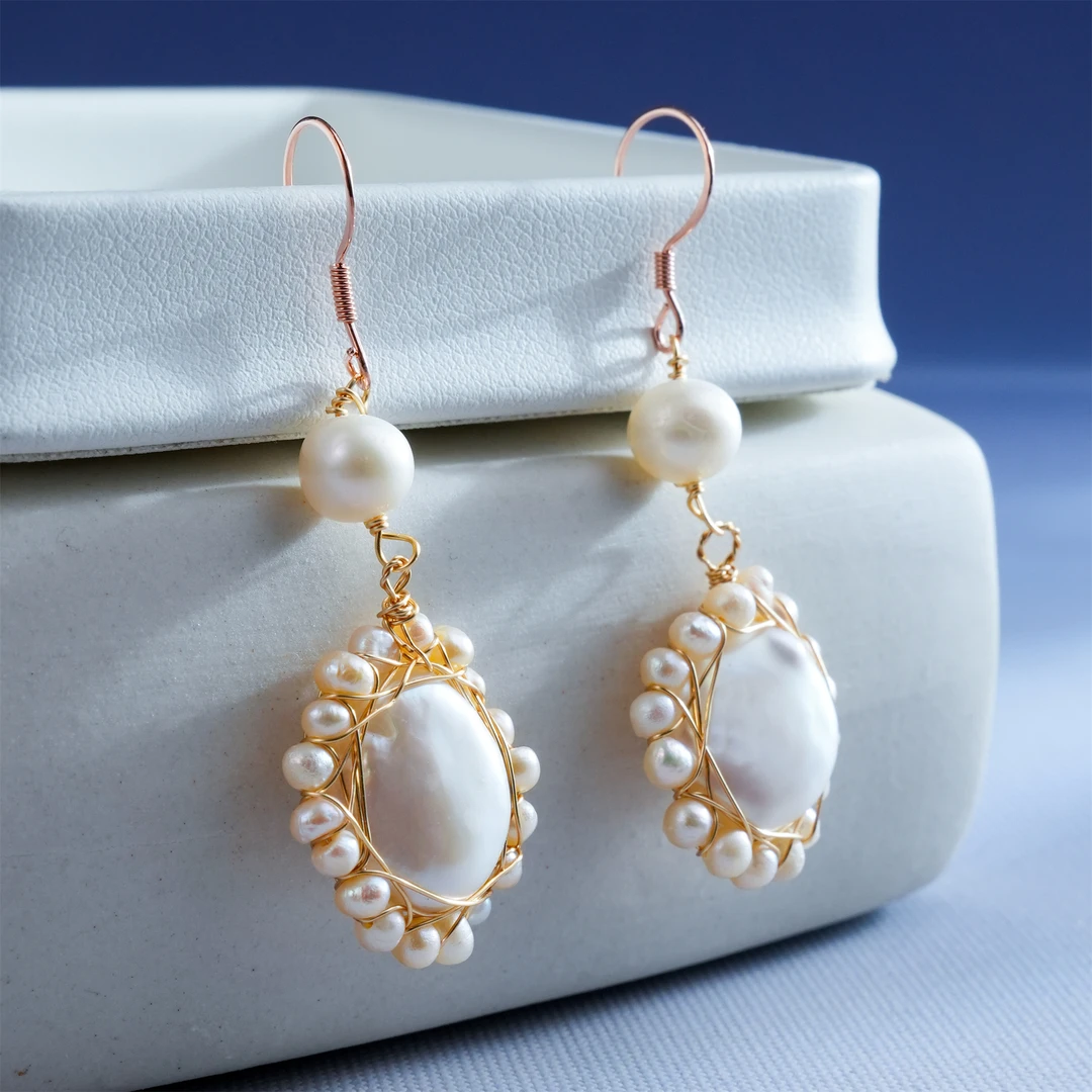 10-11mm E23 S925银  淡水珍珠巴洛克耳饰耳钉