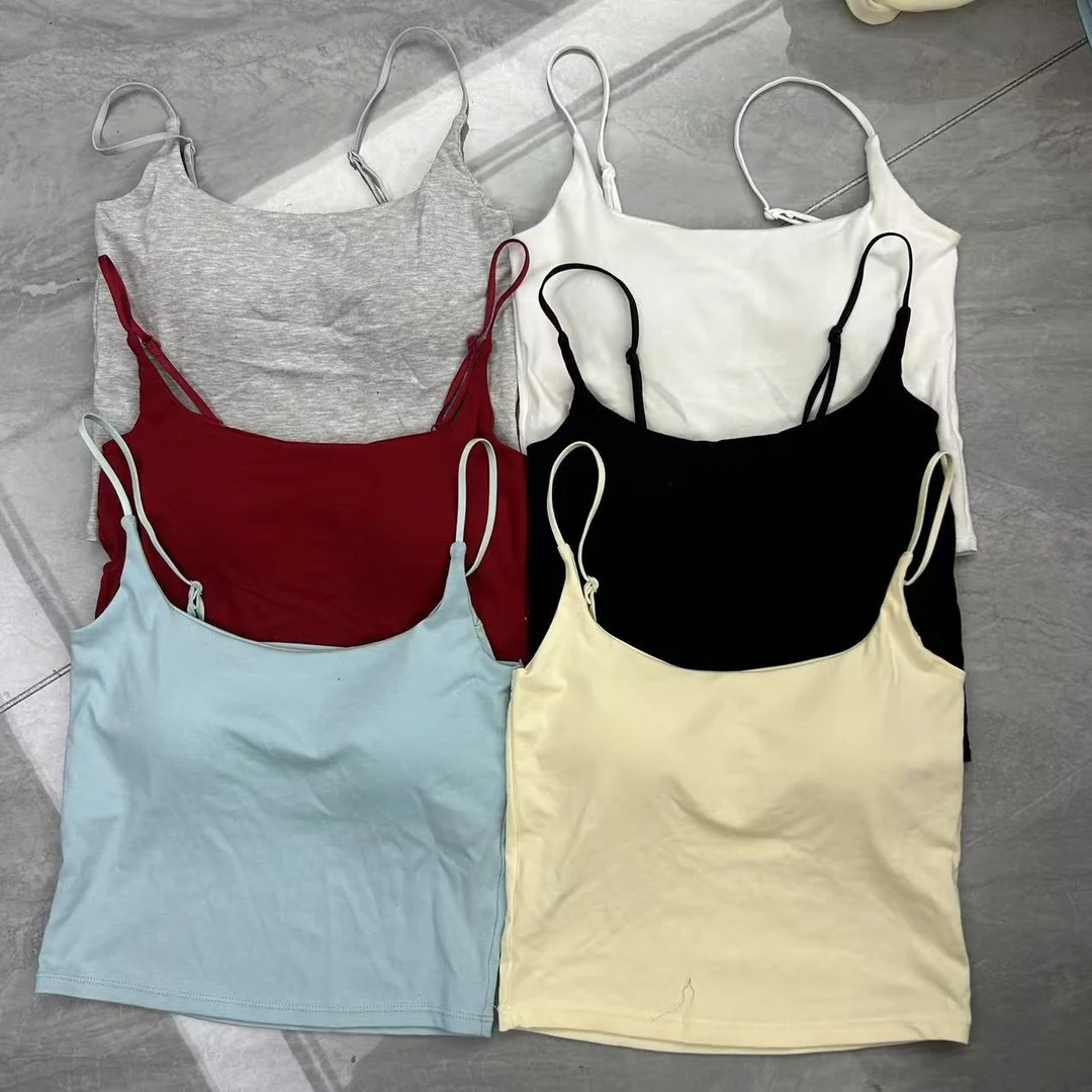 女士百搭风甜酷风无痕吊带运动少女风白色吊带修身短款背心