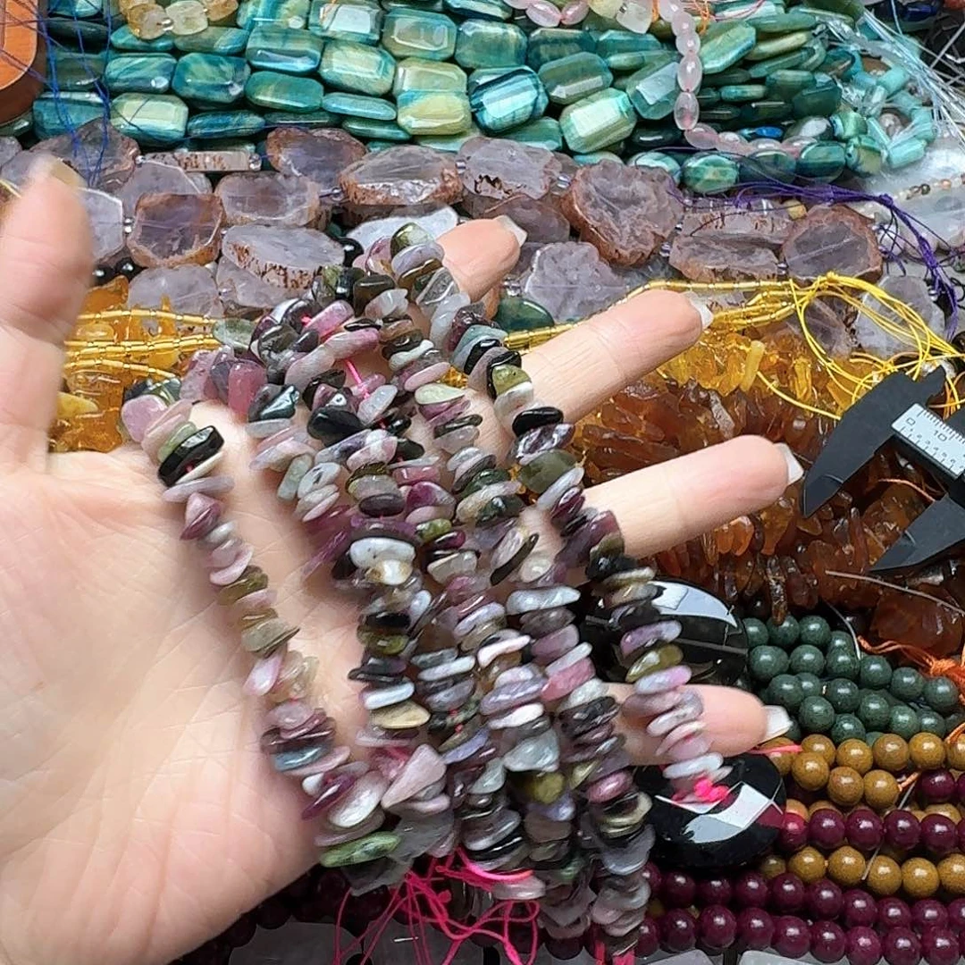 玛瑙/玉髓合金珠宝半成品一条10m碧玺原石