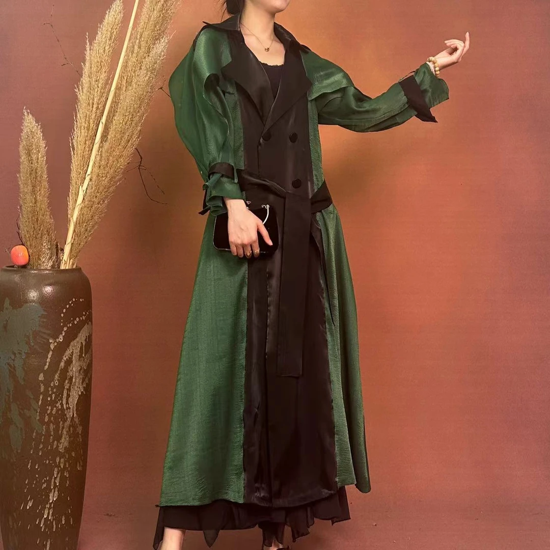 【大海轻奢】W1537新款黑绿色女皇风大牌设计师时尚外披