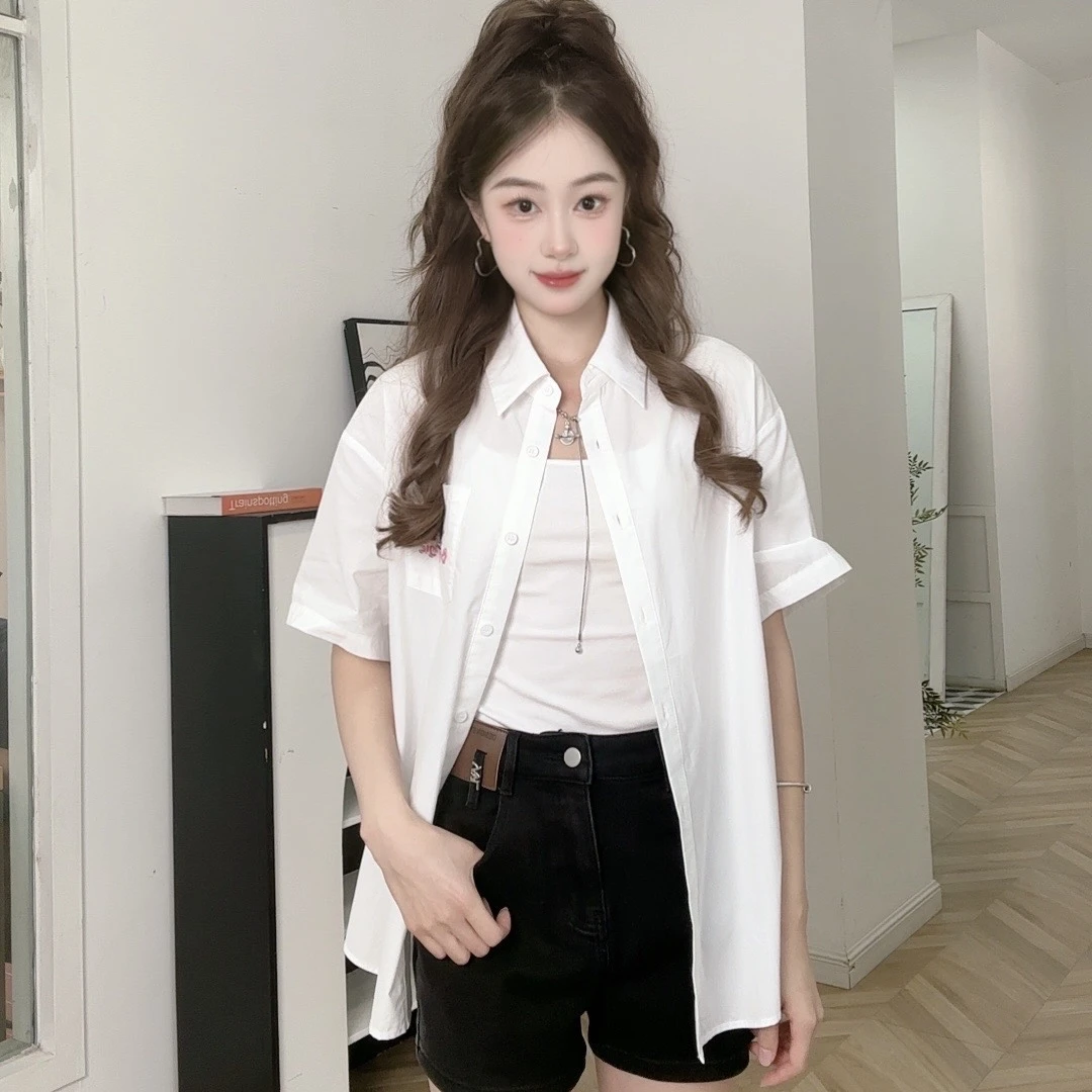 IEF/爱依服短袖2025夏季新款时尚POLO别致字母印花设计棉中衬衫