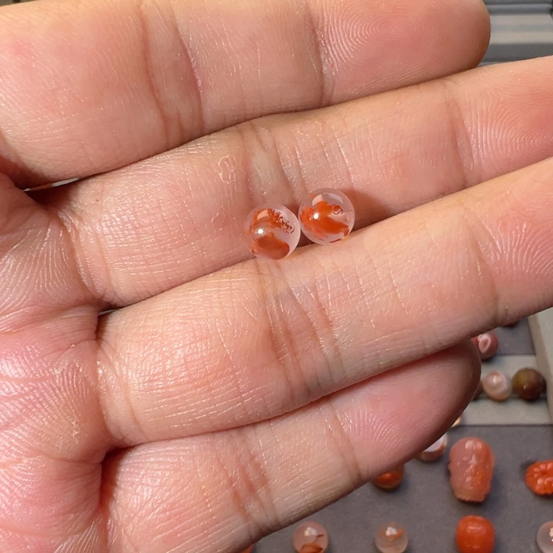 P***s未镶嵌南红玛瑙珠宝奇石冰飘圆珠6+mm