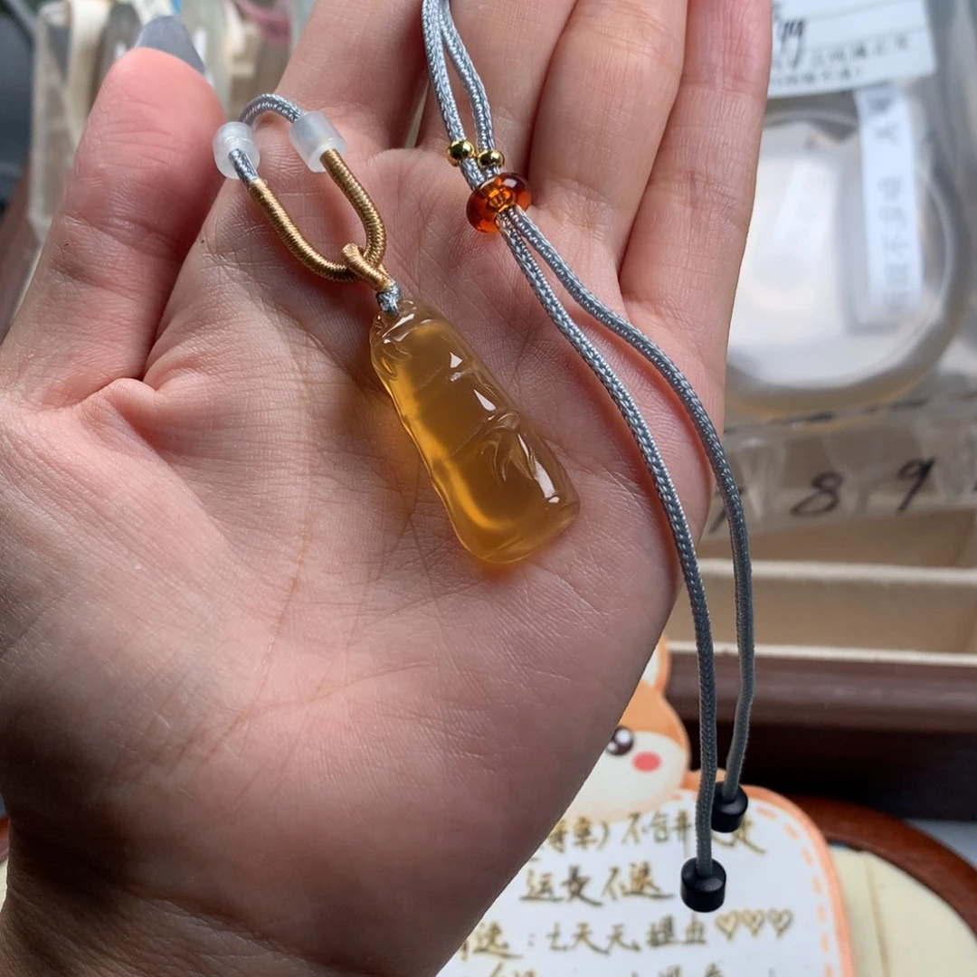 手镯玛瑙/玉髓未镶嵌浓金竹节吊坠