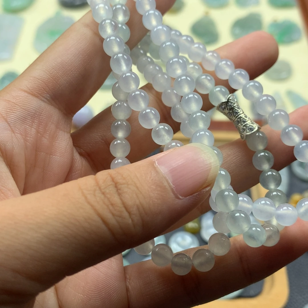 毛衣链足金镶嵌翡翠珠链