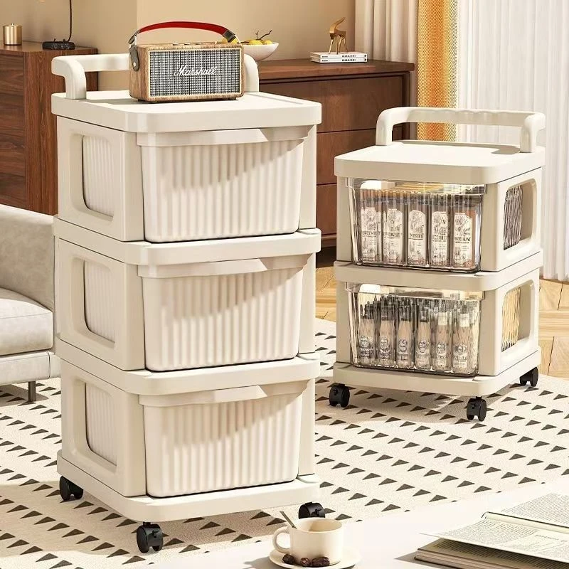 小推车零食奶油置物架客厅落地移动多层玩具家用卧室收纳抽屉式