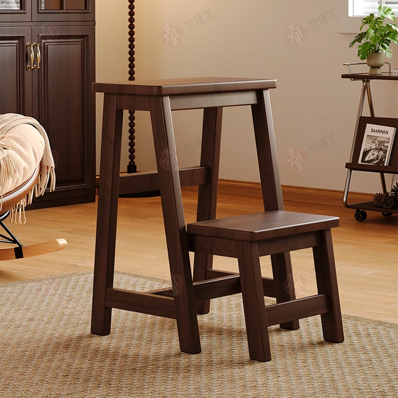 实木可折叠凳子家用梯凳多功能穿鞋凳厨房客厅两用登高阶梯凳高凳