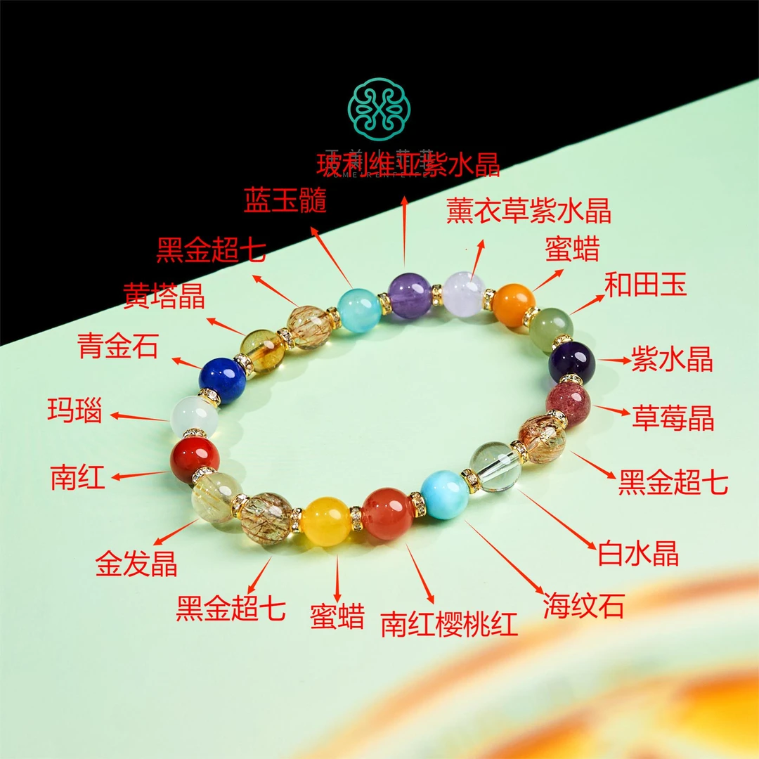 石惑珠宝~/水晶单圈多宝圆珠手串约7-8mm~欧若风珠宝