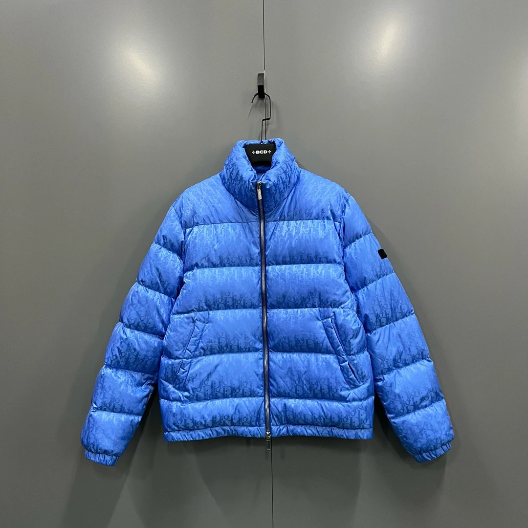 99新 DIOR/迪奥 yyy 蓝色满印logo羽绒服 48码 206627