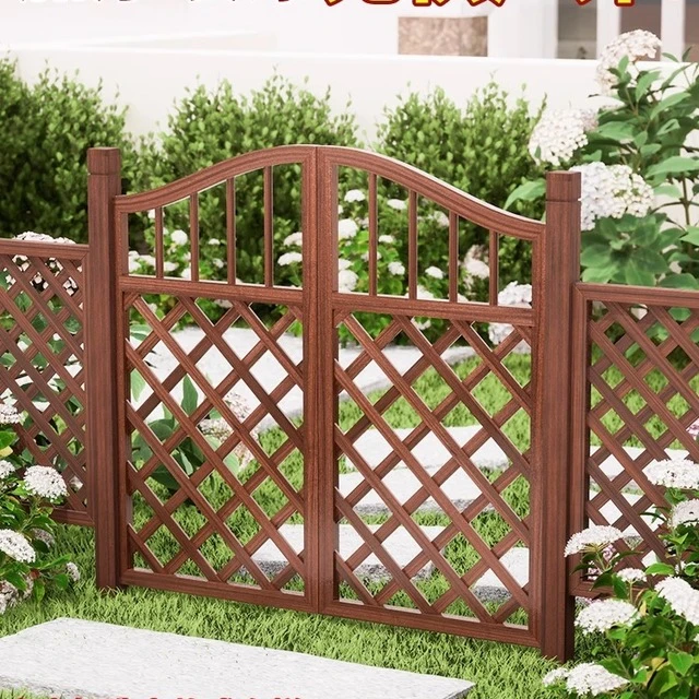 栅栏门户外庭院防腐木门园艺双开门花园篱笆拱门菜园院子门木围栏