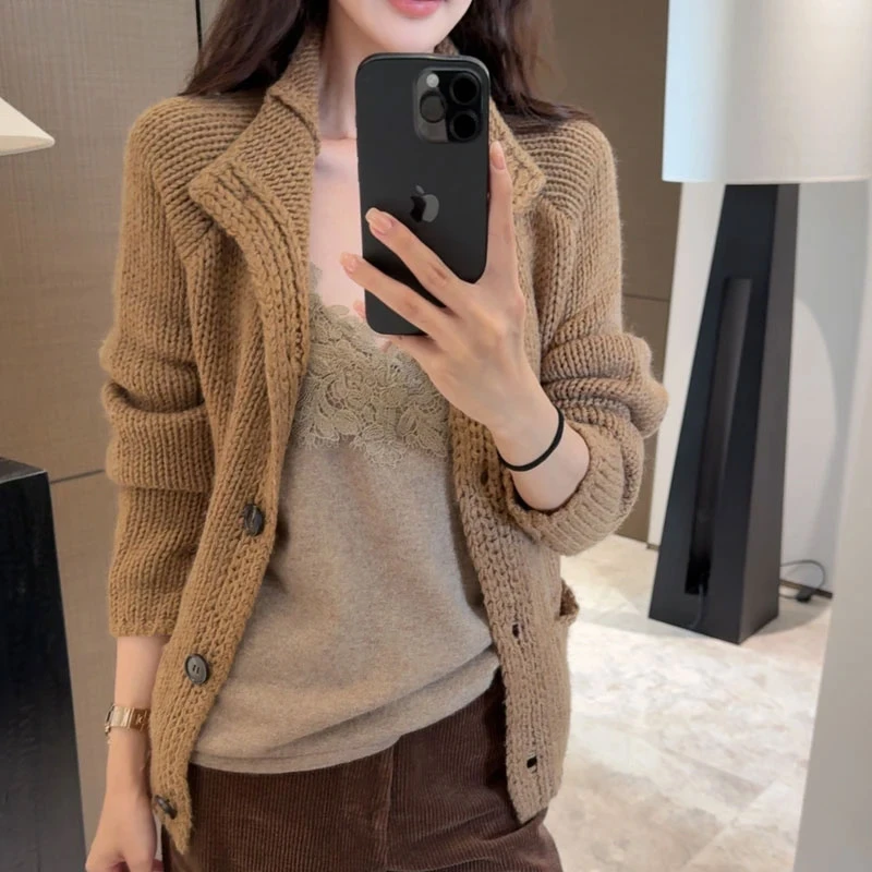 简约高级感百搭显瘦针织开衫女士2025秋季新款时髦宽松舒适上衣潮