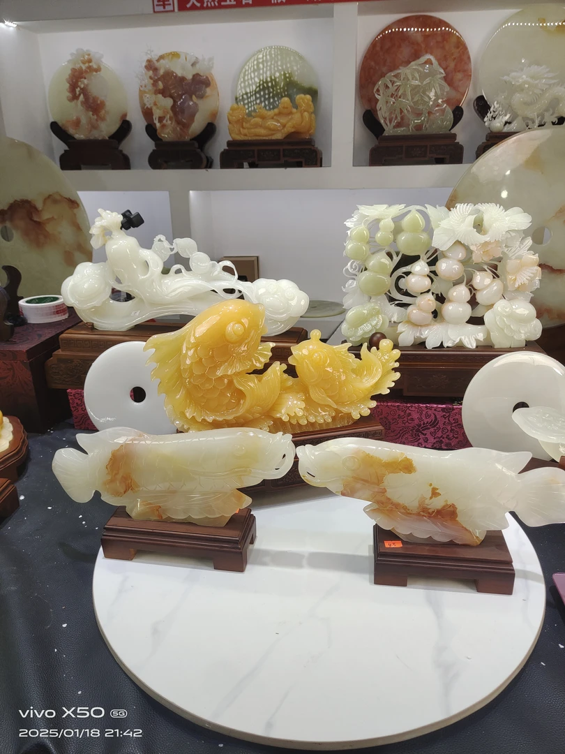 ＂金龙鱼＂天然阿富汗玉石摆件客厅玄关酒柜乔迁新居开业礼物装饰品