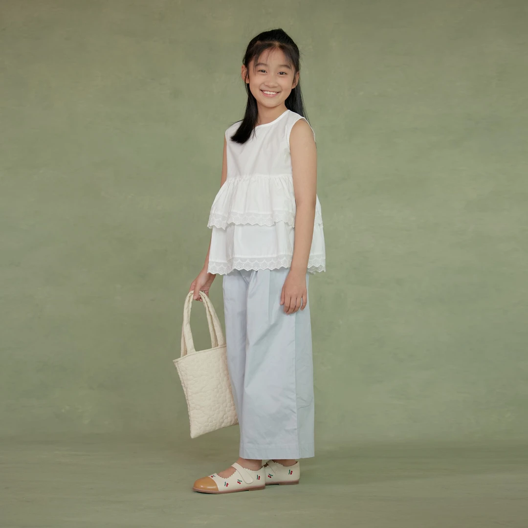 【云朵小葵】女童夏季翩翩花边休闲娃娃衫661006