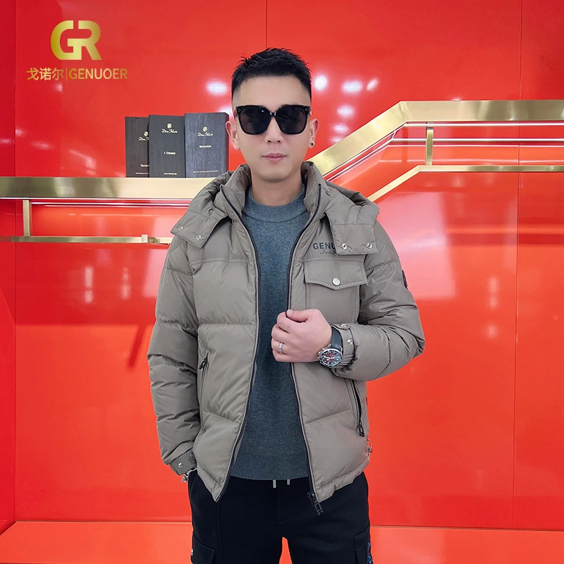戈诺尔男士立领连帽羽绒服冬季新款保暖外套男装面包服45907