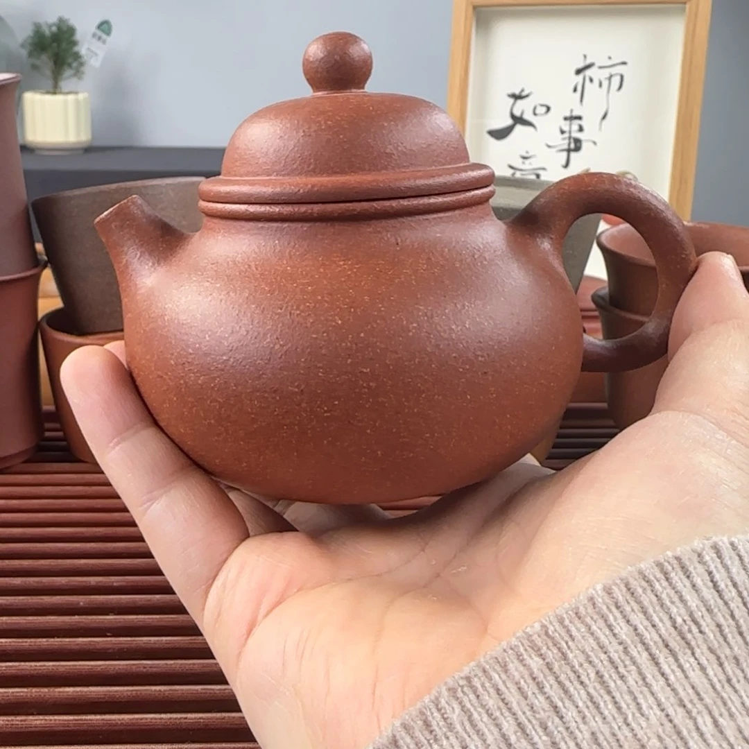 紫砂茶壶微瑕容天红降坡