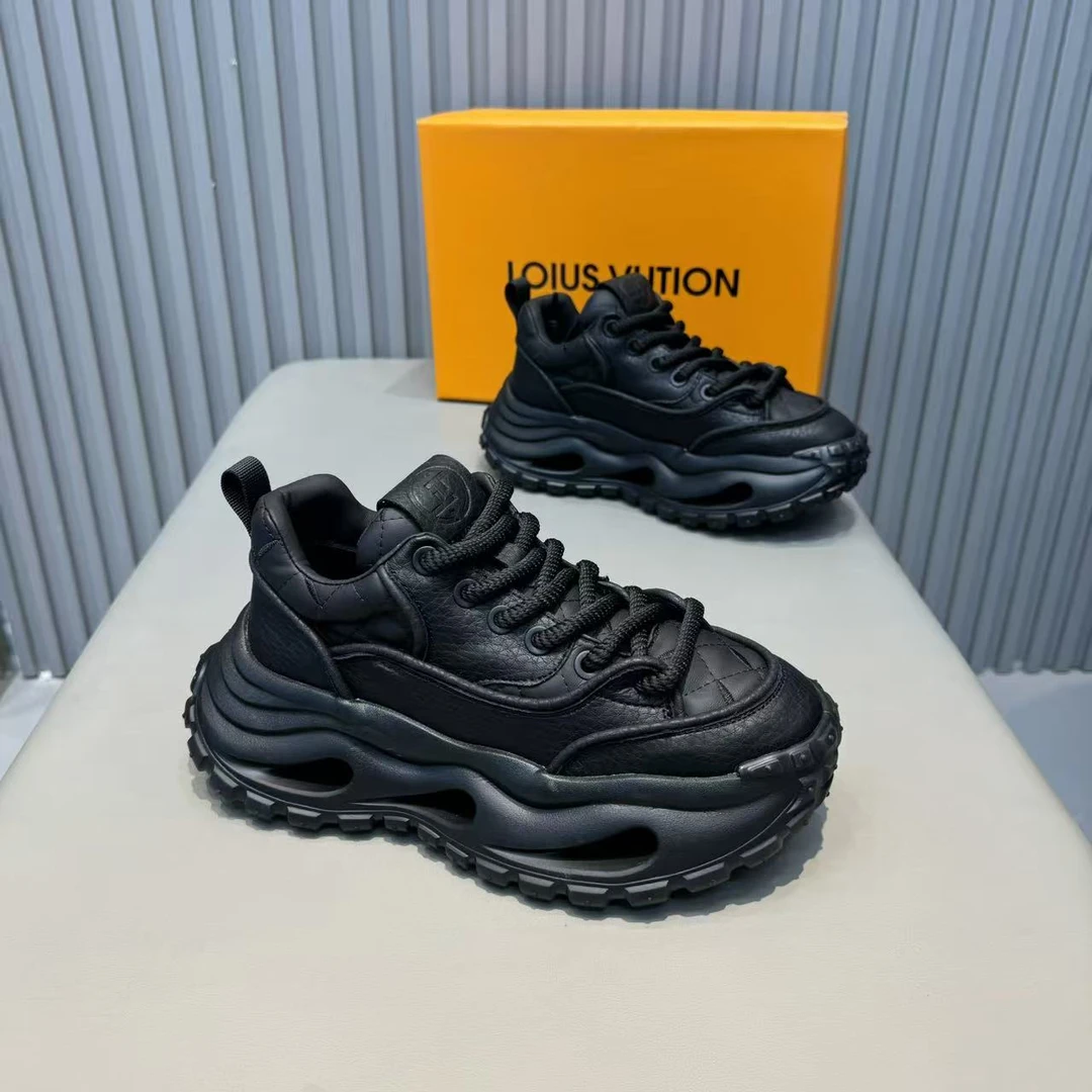 TT冬季新款加绒保暖时尚男鞋皮面厚底增高棉鞋老爹鞋潮男运动鞋