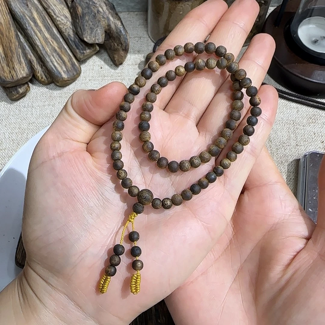 手串沉香沉水乌身圆叶5mm手串